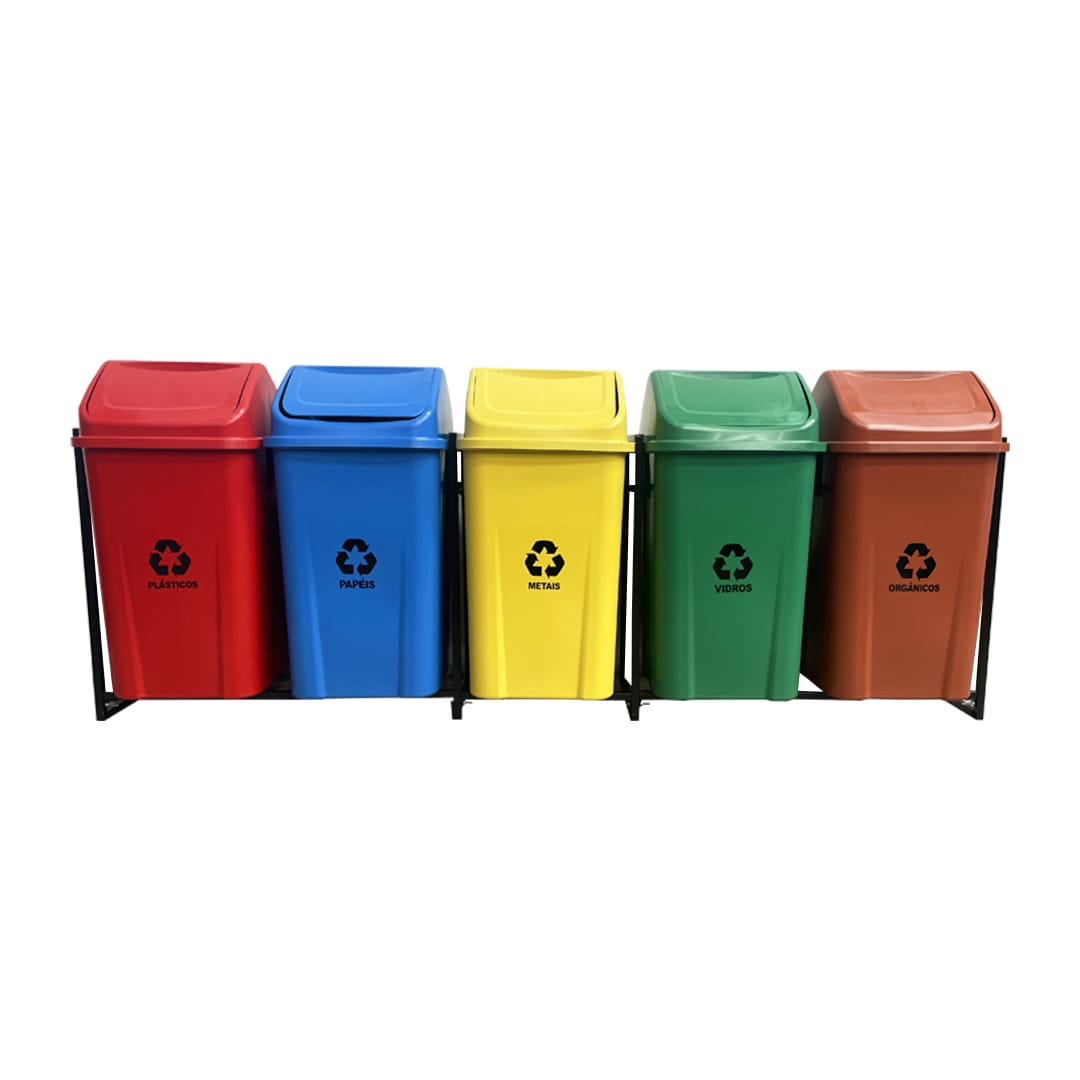 5 LIXEIRAS PARA COLETA SELETIVA 100 LITROS